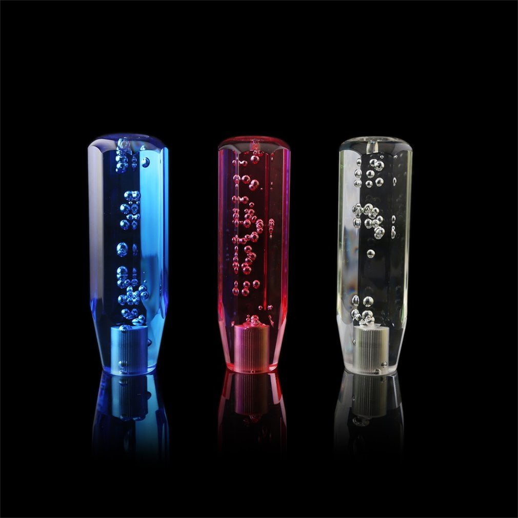 Dingln Universal Two-Color Crystal Bubble Shift Knob Manual Gear Stick Lever Head With 8mm 10mm Threaded Fittings Blue Purple